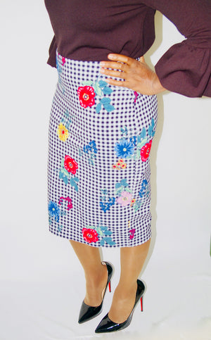 Martha Rose Checkers Pencil Skirt
