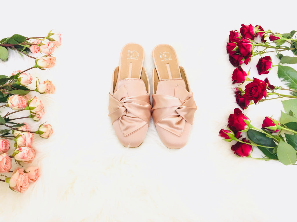 Pink Satin Mules